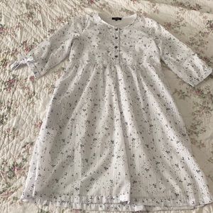 White and Blue Floral Pinstriped Roolee Dress